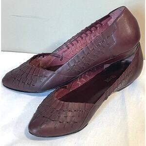 Vintage Leather Woven Mahogany Flats Loafers Women's Sz 7.5